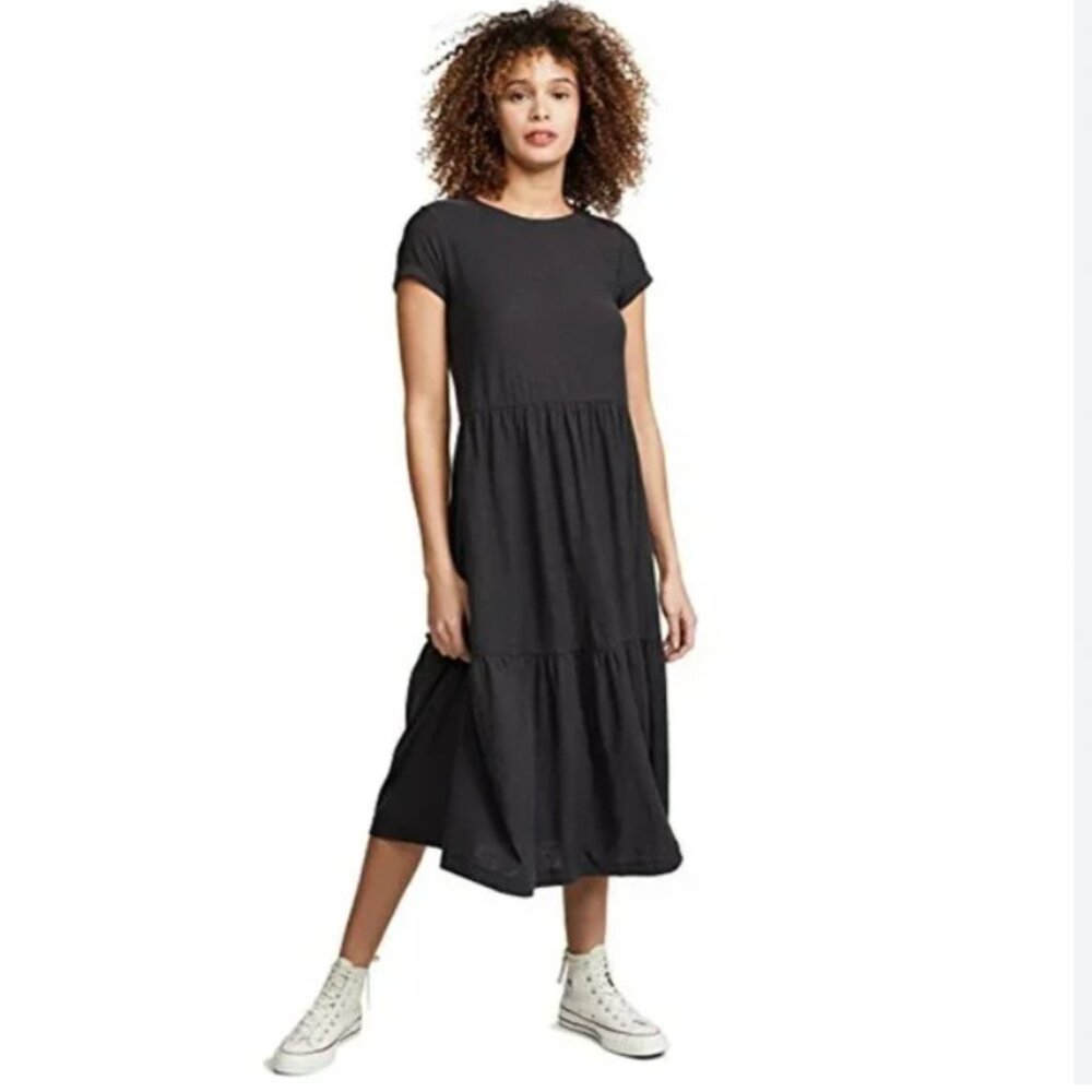 Nation Ltd Pima Cotton Roman Tiered T-Shirt Midi Dress S